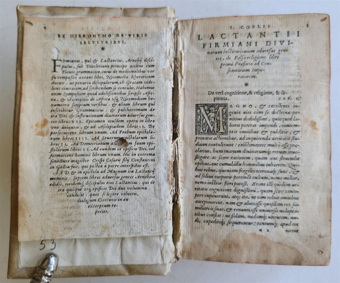 1556 Divinarum institutionum by LACTANTIUS antique VELLUM BOUND - 3