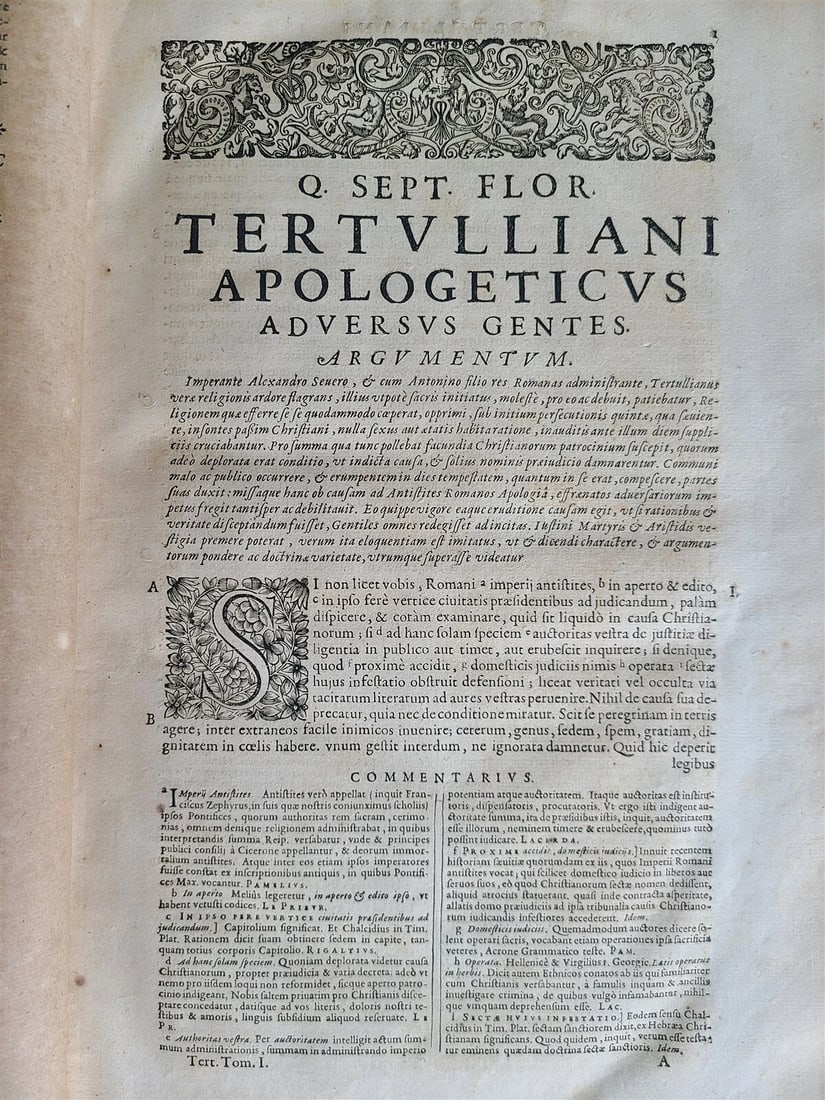 1664 OPERA AD VETUSTISSIMORUM EXEMPLARIUM FIDEM by TERTULLIAN Folio antique - 6