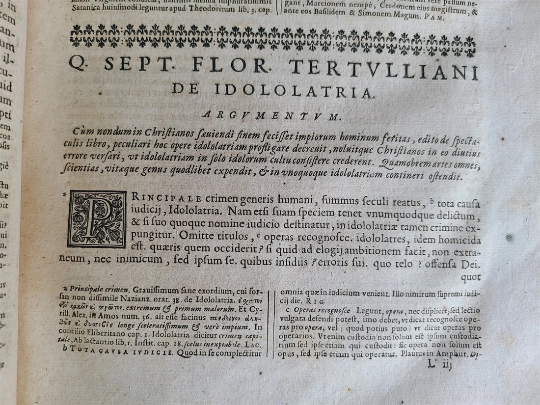 1664 OPERA AD VETUSTISSIMORUM EXEMPLARIUM FIDEM by TERTULLIAN Folio antique - 8
