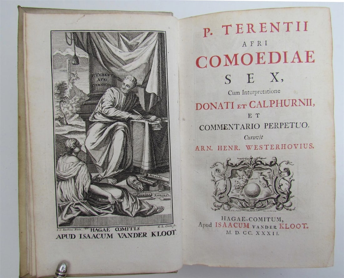 1732 TERENCE COMEDIES POETRY antique P Terentius Afer AMERSFOORT ARMORIAL VELLUM - 2