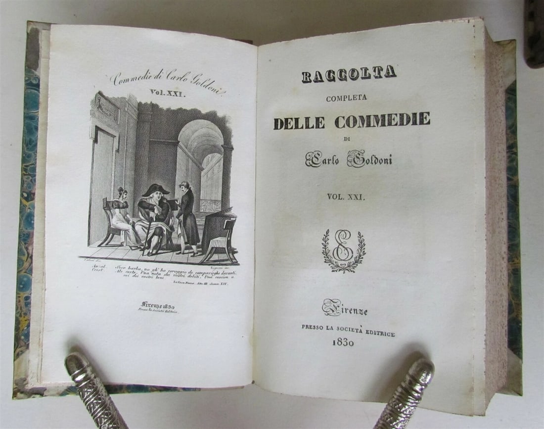 1827-31 15 volumes ITALIAN THEATRE PLAYS antique decorative VELLUM SPINES - 11