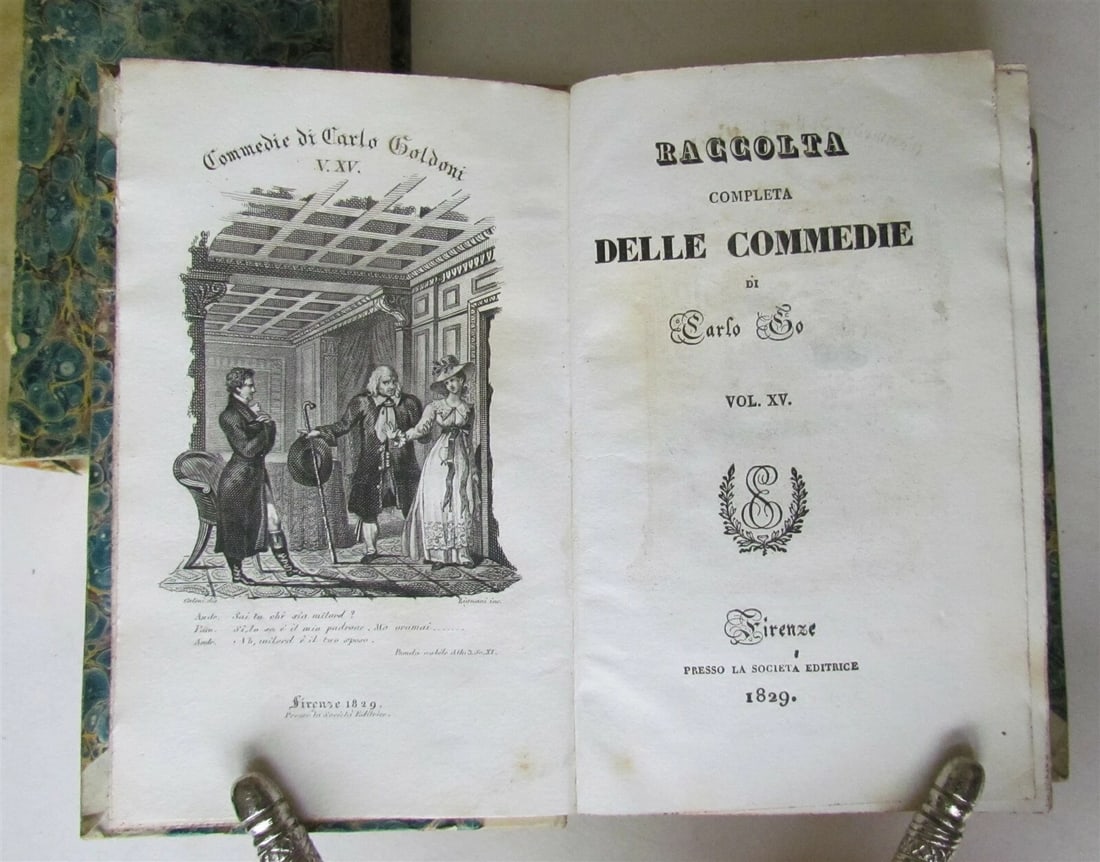 1827-31 15 volumes ITALIAN THEATRE PLAYS antique decorative VELLUM SPINES - 12
