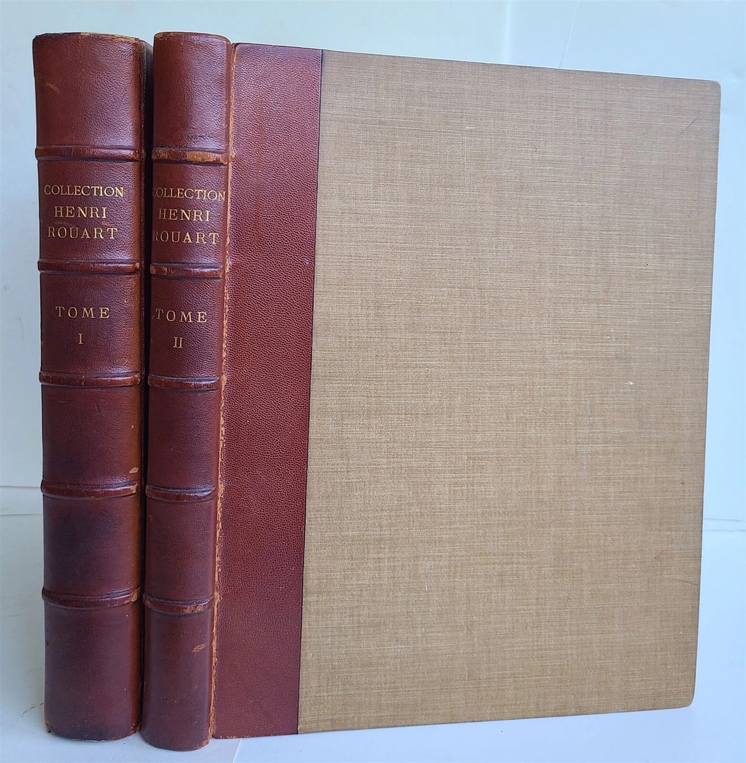 1912 ART COLLECTION of HENRI ROUART CATALOG antique 2 VOLUMES illustrated FOLIO: ART COLLECTION of HENRI ROUART CATALOG 2 volumes Tableaux Anciens, Tableaux Modernes, Dessins et Pastels Published by Galerie Manzi-Joyant, Paris, 1912 Folio: 10.5 by 13" Half leather over cloth