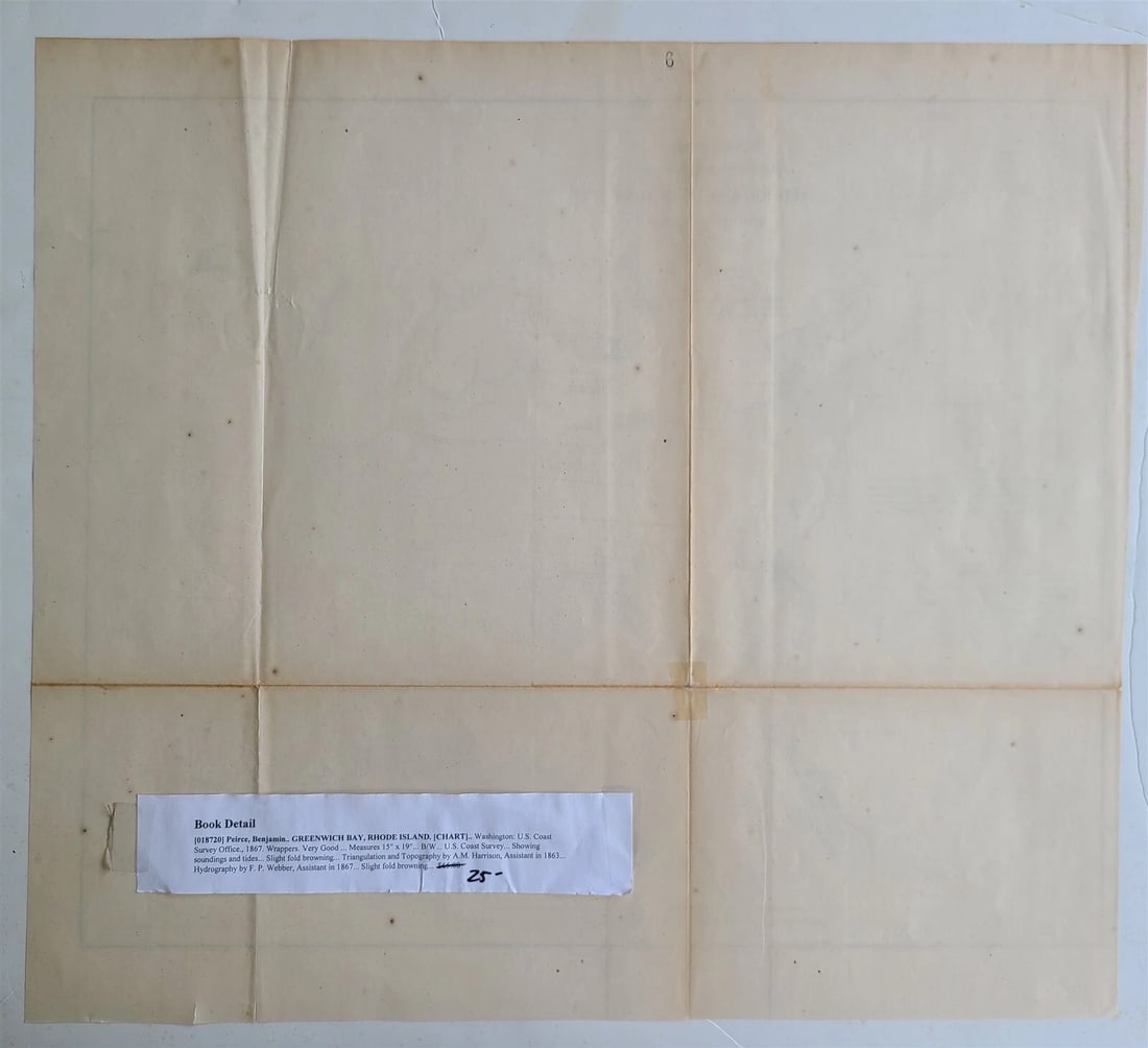 1867 CHART OF GREENWICH BAY RHODE ISLAND antique - 5