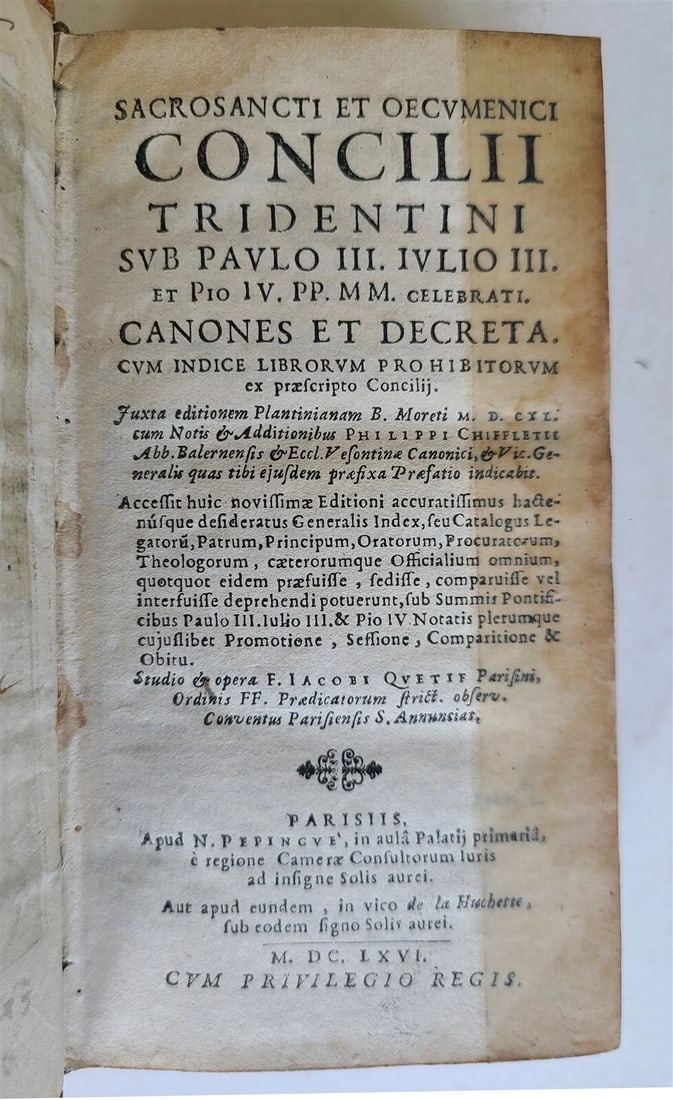 1666 SANCROSANCTI et OECUMENICI CONCILII TRIDENTINI CANONES et DECRETA antique - 3