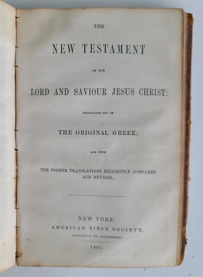 1861 BIBLE in ENGLISH ANTIQUE OLD & NEW TESTAMENTS Americana CIVIL WAR ERA - 2