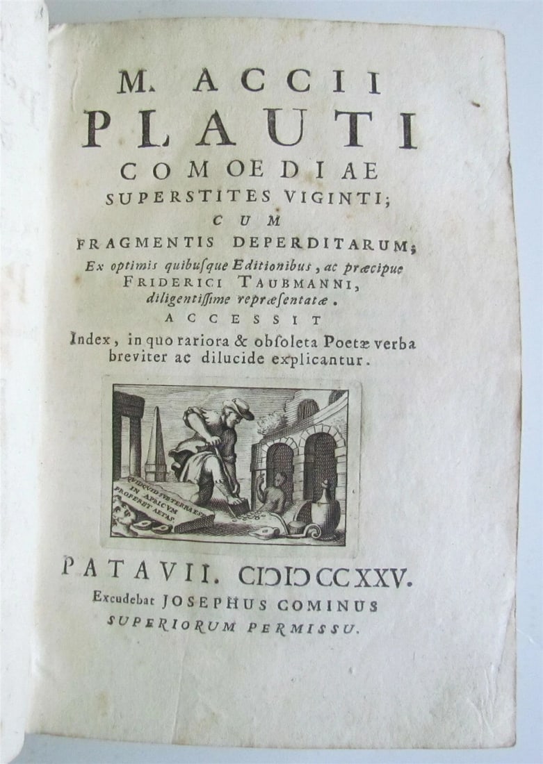 1725 M. Accii Plauti COMOEDIAE antique VELLUM BOUND - 3