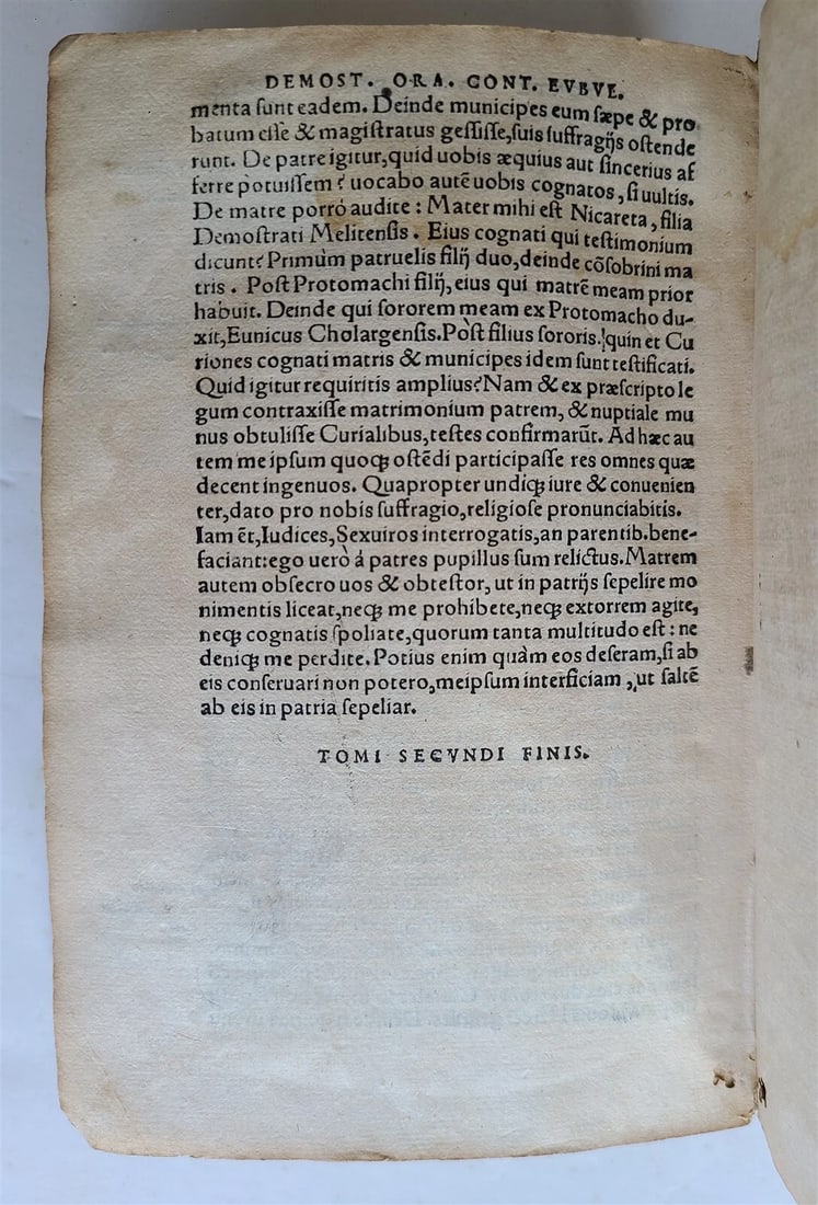 1550 POLITICAL SPEECHES by DEMOSTHENES antique VELLUM BOUND rare - 11