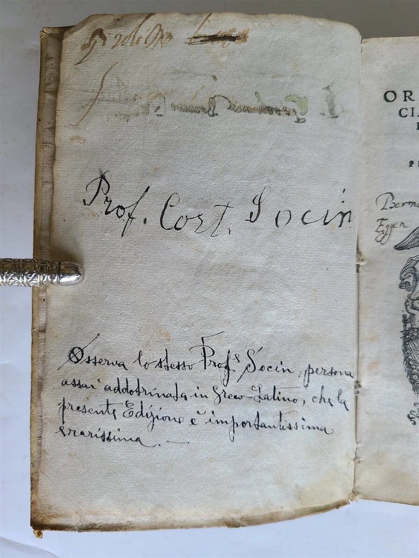 1550 POLITICAL SPEECHES by DEMOSTHENES antique VELLUM BOUND rare - 3