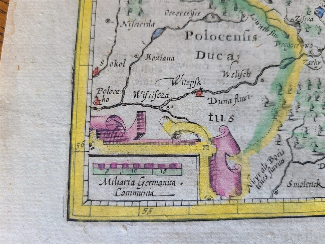 1607 MAP OF MOSCOVIA RUSSIA ANTIQUE from Mercator-Hondius Atlas HAND COLORED - 3