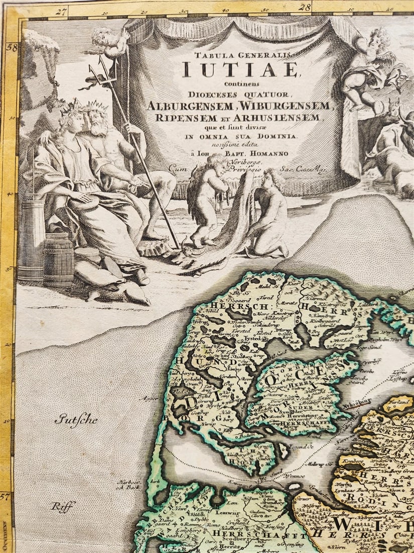 1710 DENMARK antique MAP IUTIAE Tabula Generalis by JOHANN HOMANN - 2