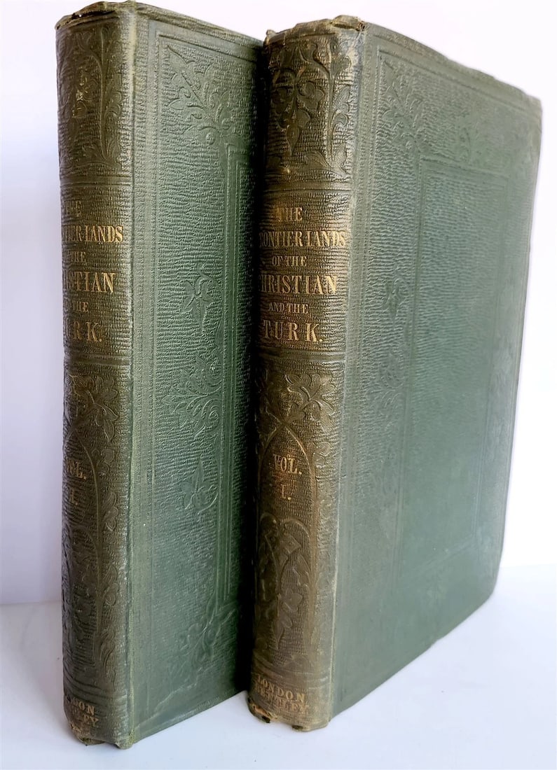 1853 FRONTIER LANDS of CHRISTIAN & TURK antique 2 VOLUMES w/ MAP by J.Skene - 2