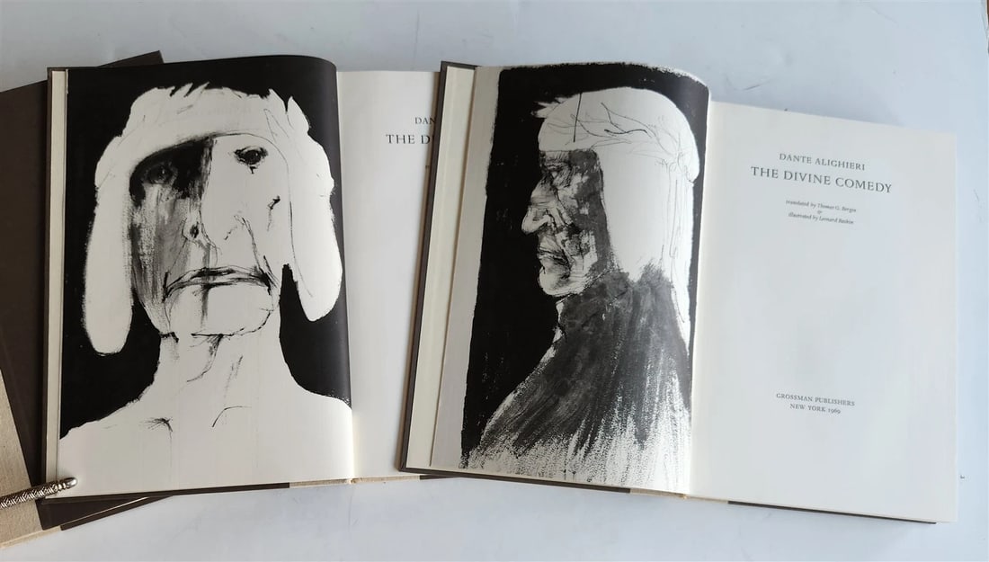 1969 DIVINE COMEDY by DANTE illustrated & SIGNED! by LEONARD BASKIN 3 VOLUMES - 6