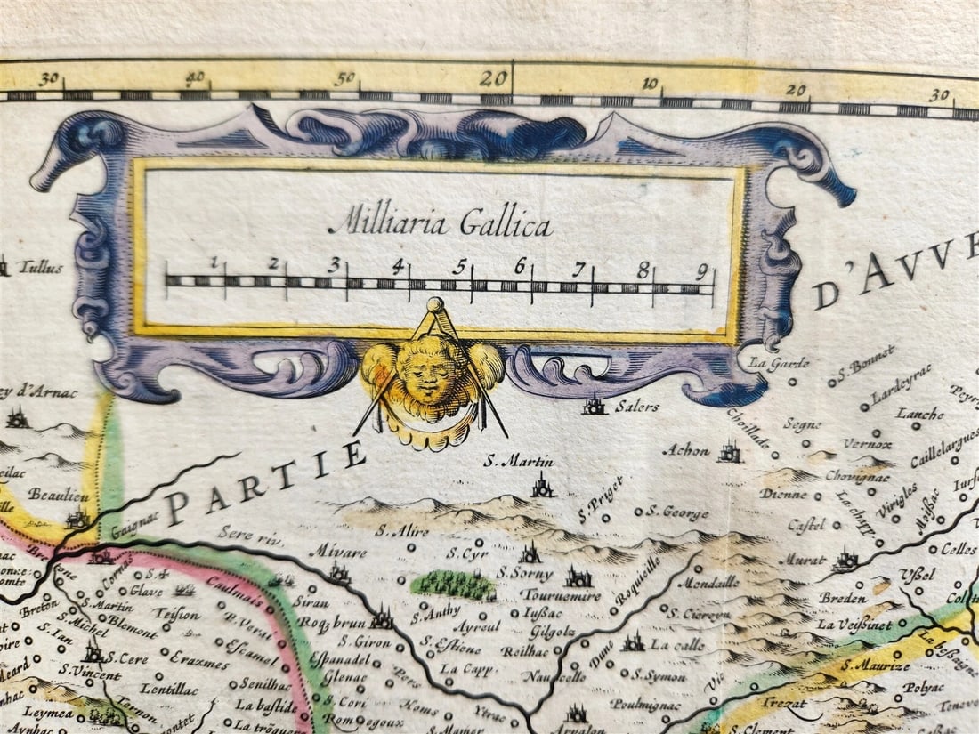 1640 MAP of FRANCE LANGUEDOC by WILLEM BLAEU antique AUTHENTIC hand colored - 5