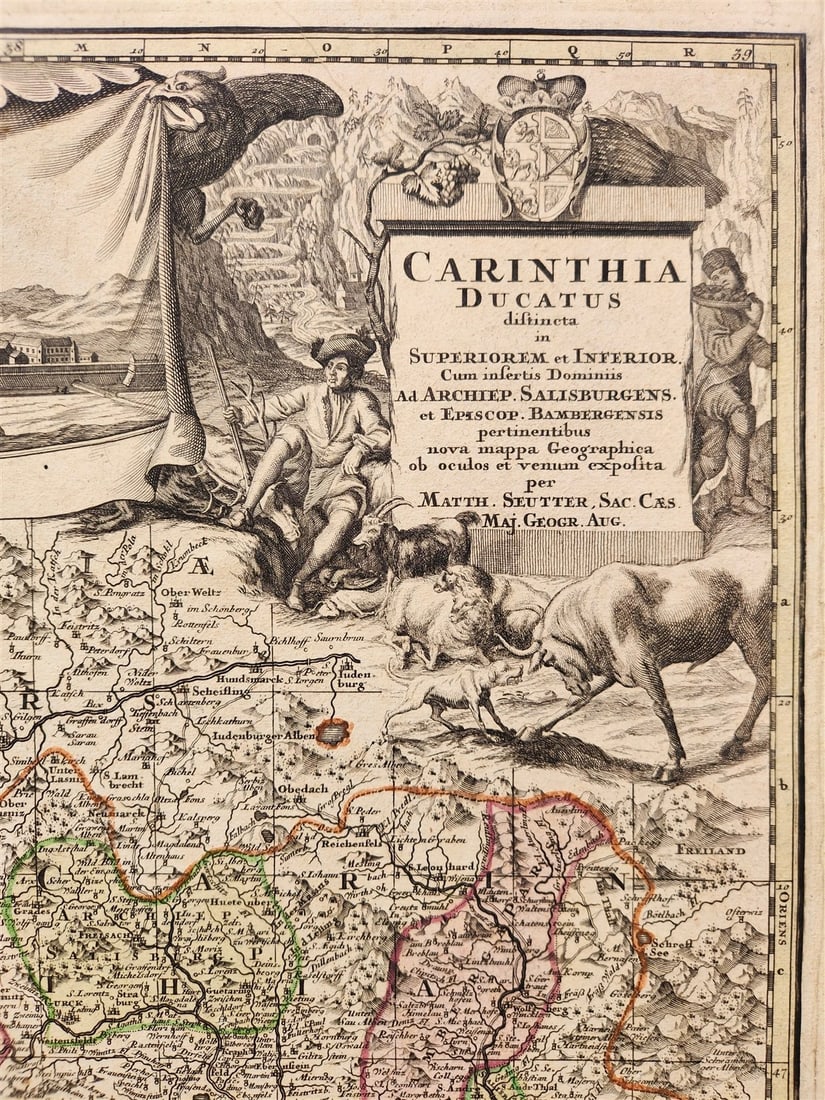 1750 AUSTRIA antique MAP CARINTHIA DUCATUS w/ town of Klagenfurt - 2