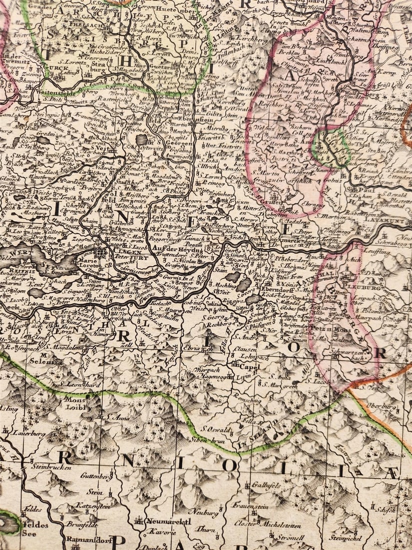 1750 AUSTRIA antique MAP CARINTHIA DUCATUS w/ town of Klagenfurt - 5