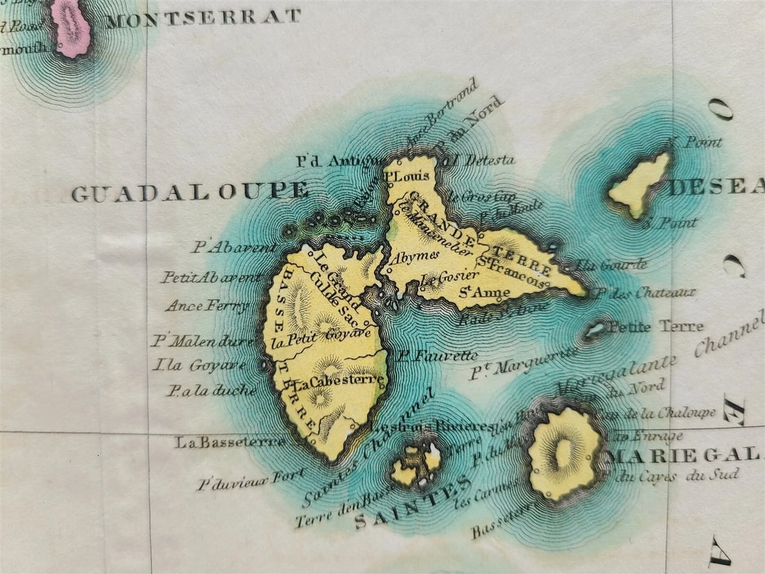 1822 MAP of LEEWARD ISLANDS GEOGRAPHICAL STATISTICAL HISTORICAL antique 17.5x22" - 7