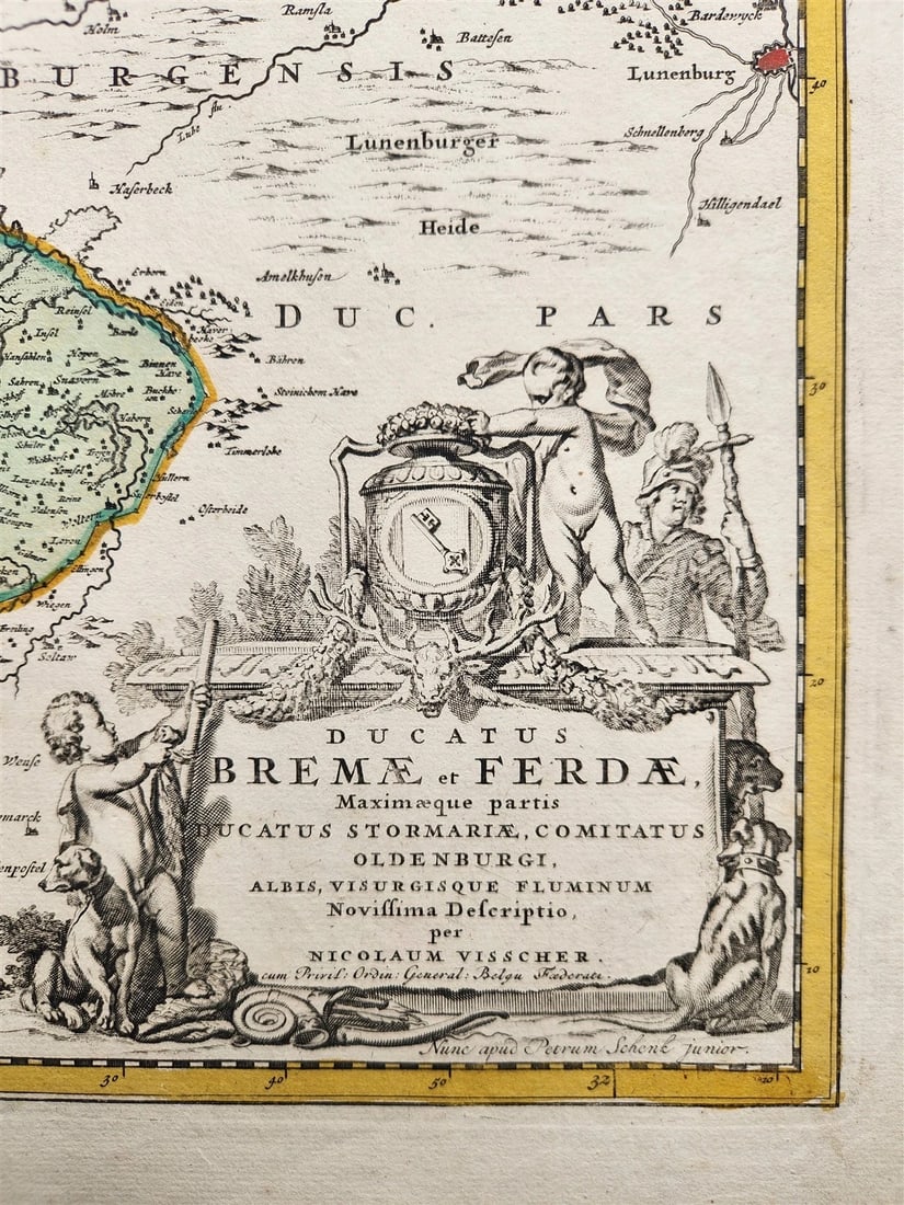 1720s GERMANY BREMAE et FERDAE antique Nicolaum Visscher MAP by PETER SHENK Jr. - 2