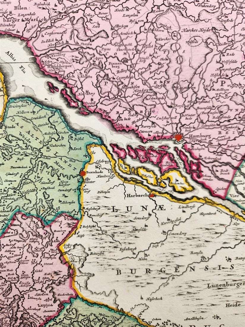 1720s GERMANY BREMAE et FERDAE antique Nicolaum Visscher MAP by PETER SHENK Jr. - 5