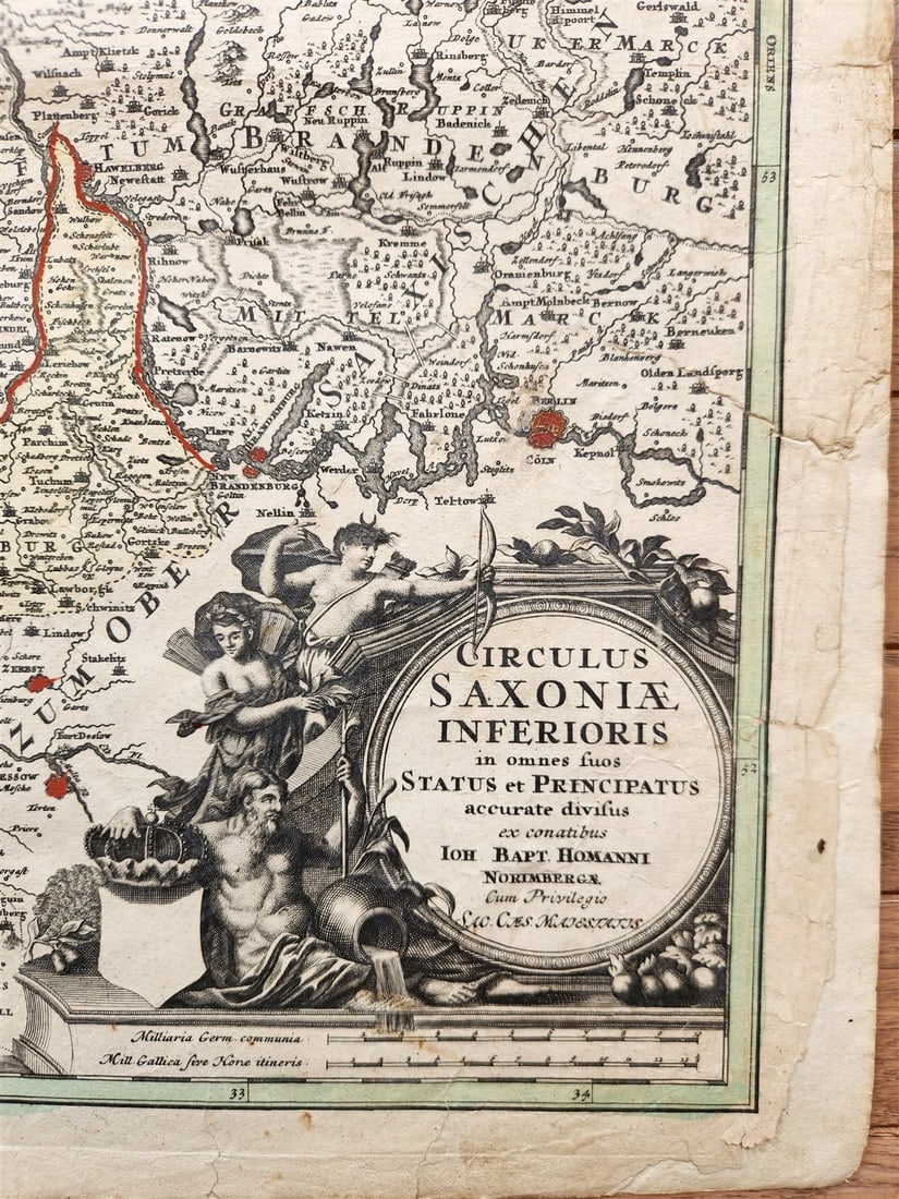 1740s GERMANY antique MAP SAXONIAE INFERIORI - 2
