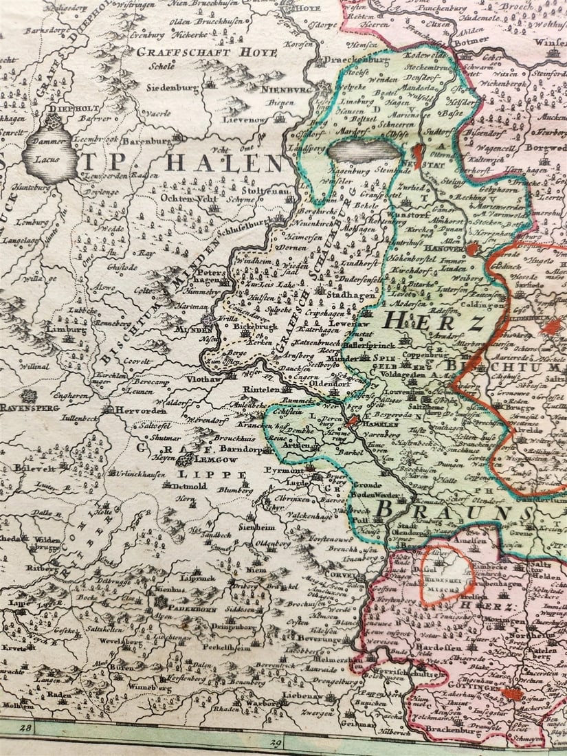 1740s GERMANY antique MAP SAXONIAE INFERIORI - 4