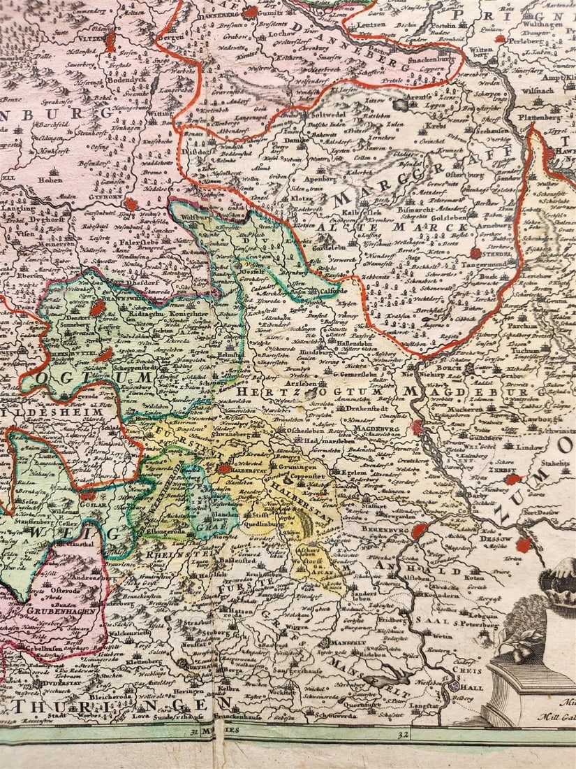1740s GERMANY antique MAP SAXONIAE INFERIORI - 5