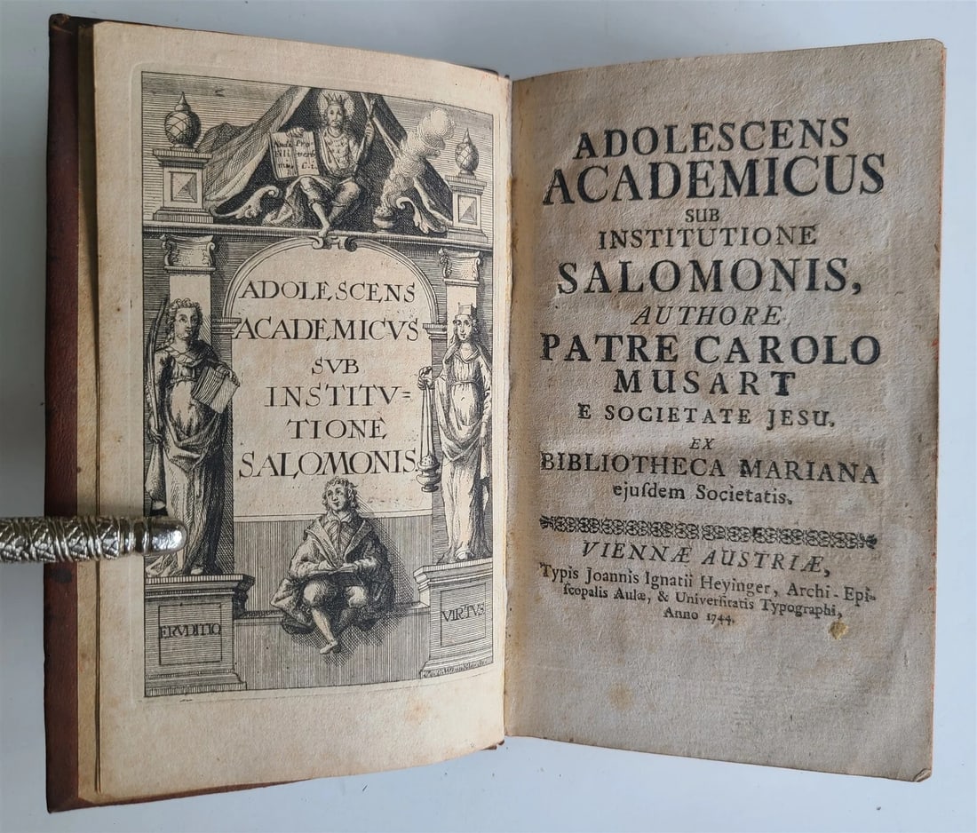 1744 ADOLESCENS ACADEMICUS sub institutione SALOMONIS antique ILLUSTRATED - 2