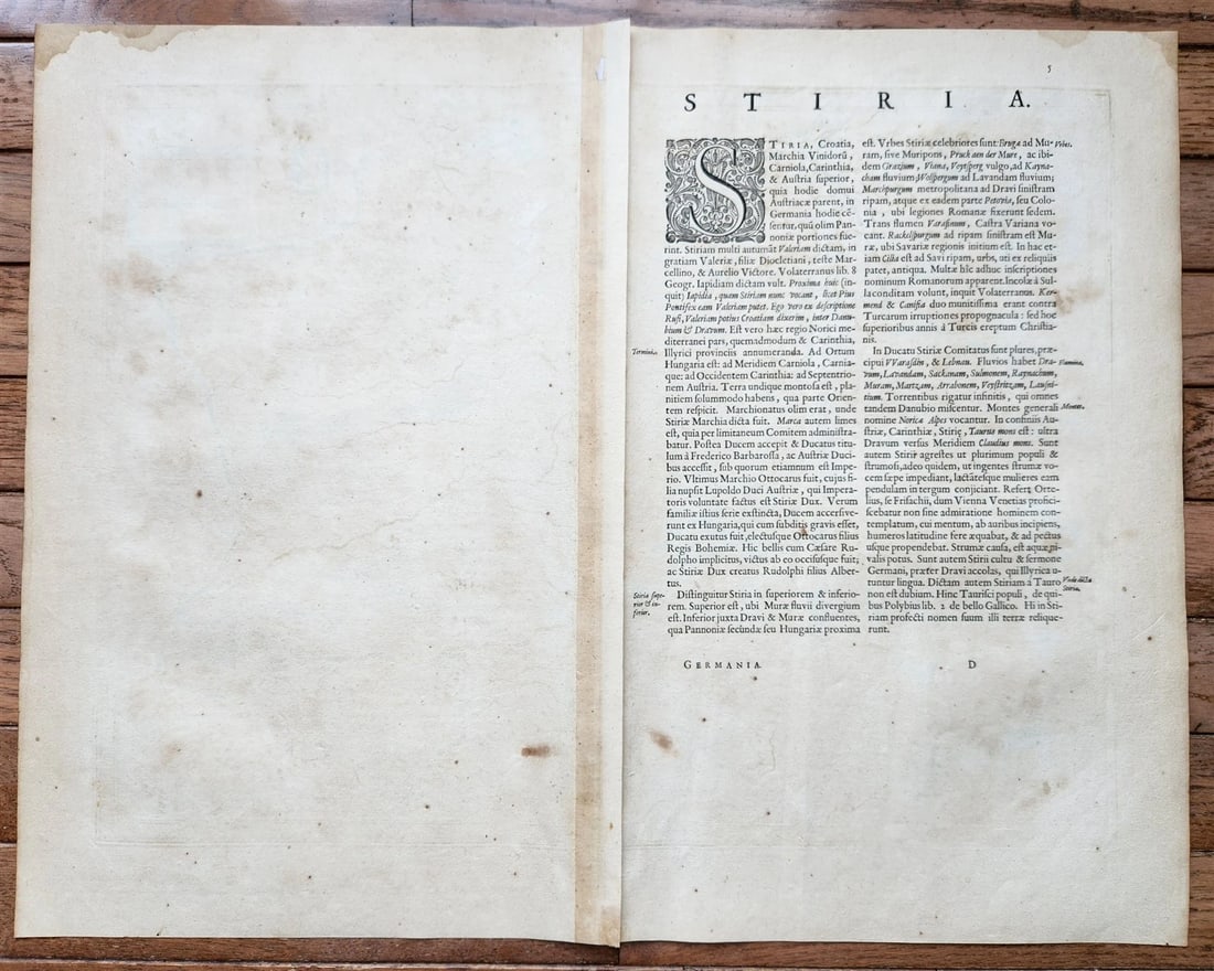 1640 MAP of STYRIA AUSTRIA by WILLEM BLAEU antique AUTHENTIC hand colored - 2