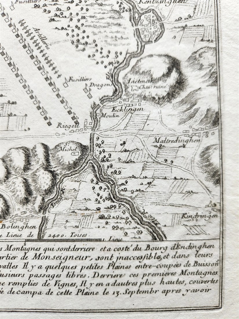 1705 FRANCE antique MAP Battle plan of Louis Le Grand Dauphin's campain - 2