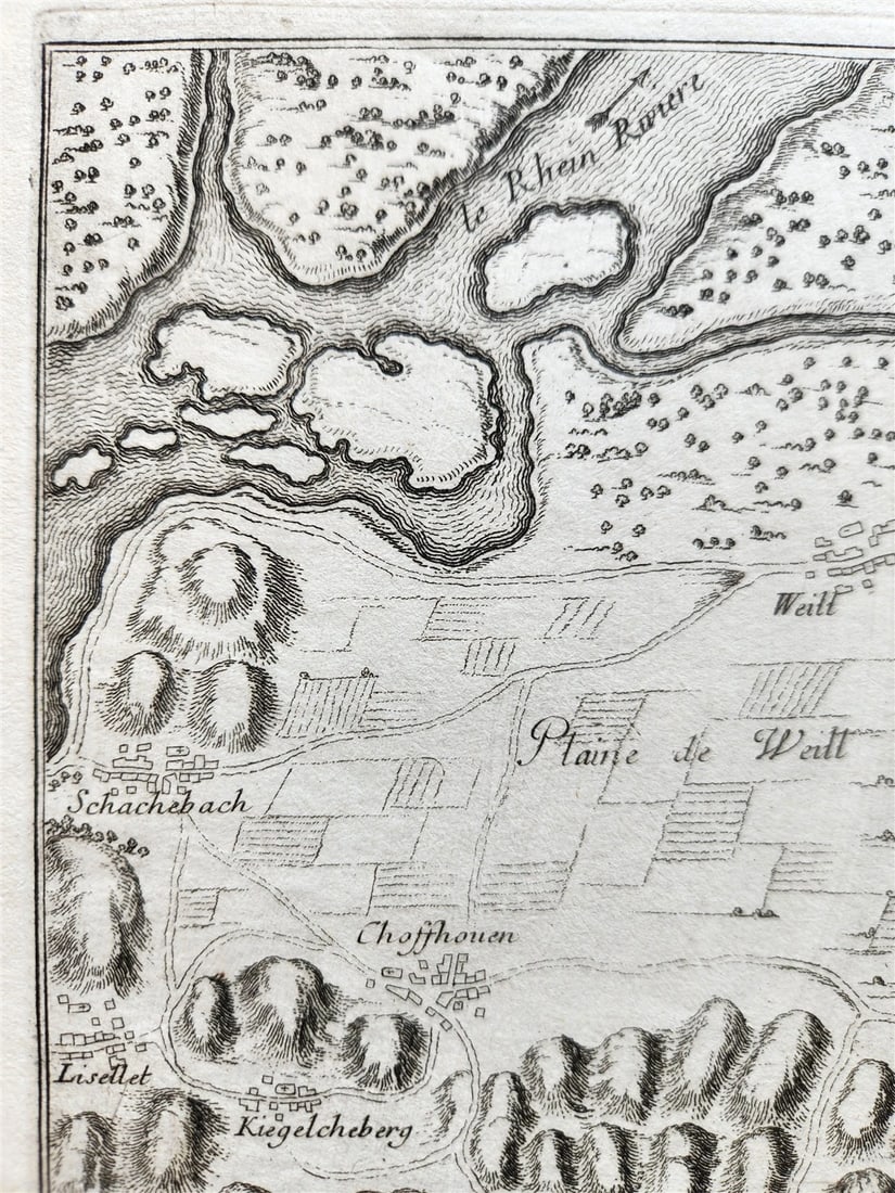 1705 FRANCE antique MAP Battle plan of Louis Le Grand Dauphin's campain - 3