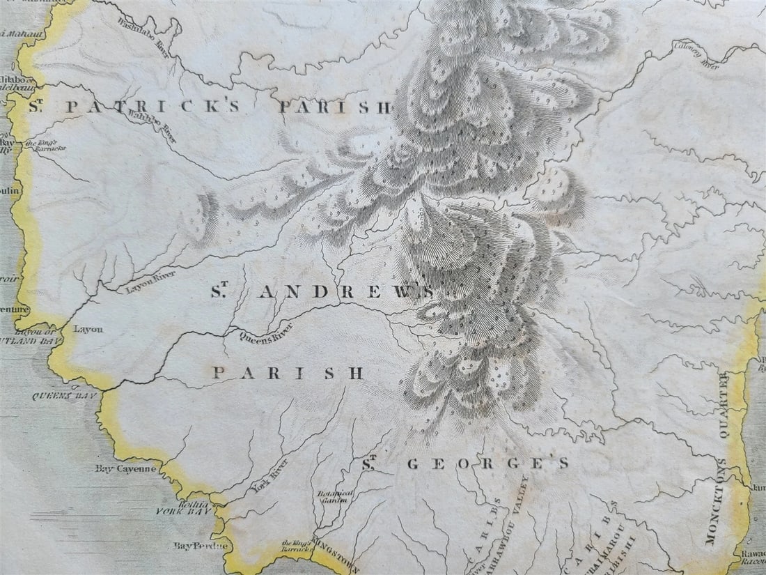 1814 MAP of WEST INDIA ISLANDS Carribean ST. VINCENT & BARBADOS antique 21 x 28" - 4