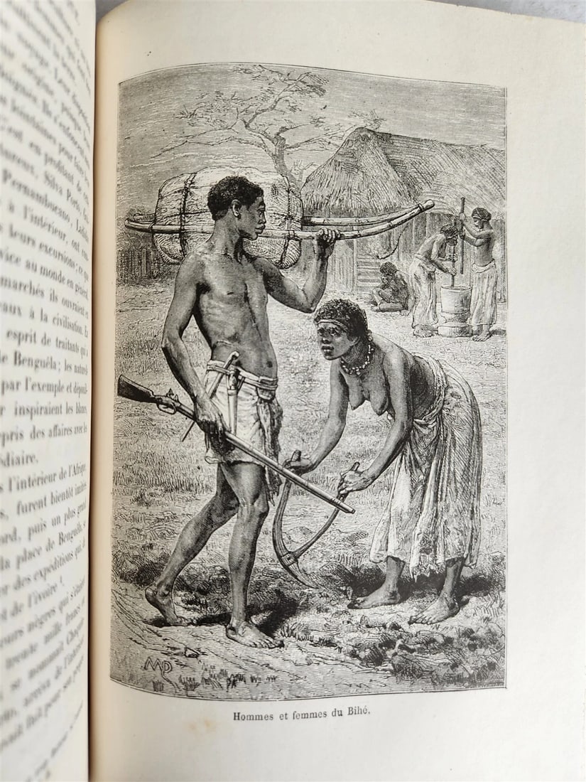 1881 AFRICA TRAVELS by SERPA PINTO 2 ILLUSTRATED VOLUMES in FRENCH antique - 12