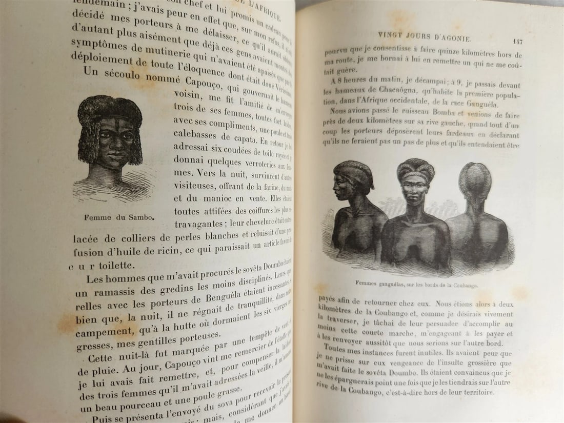 1881 AFRICA TRAVELS by SERPA PINTO 2 ILLUSTRATED VOLUMES in FRENCH antique - 15