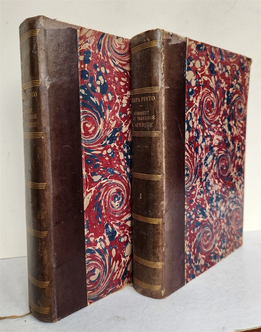 1881 AFRICA TRAVELS by SERPA PINTO 2 ILLUSTRATED VOLUMES in FRENCH antique - 2