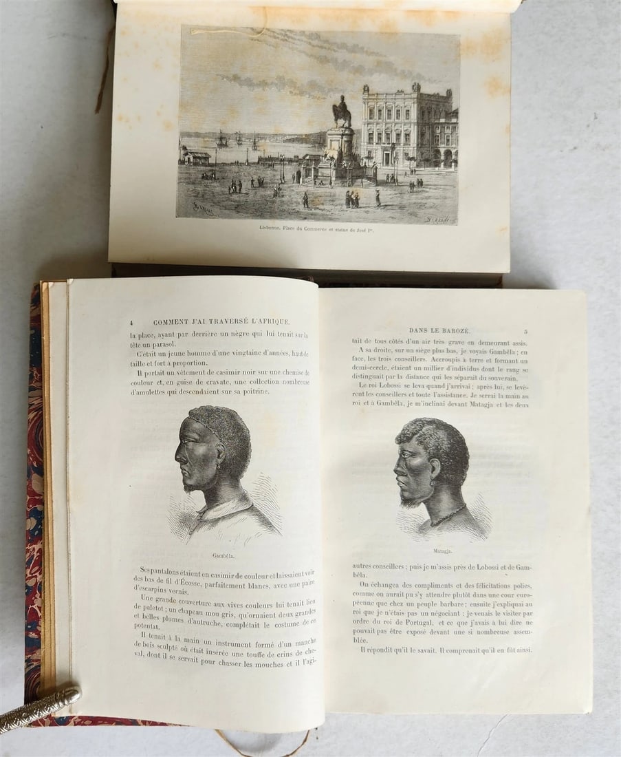 1881 AFRICA TRAVELS by SERPA PINTO 2 ILLUSTRATED VOLUMES in FRENCH antique - 3