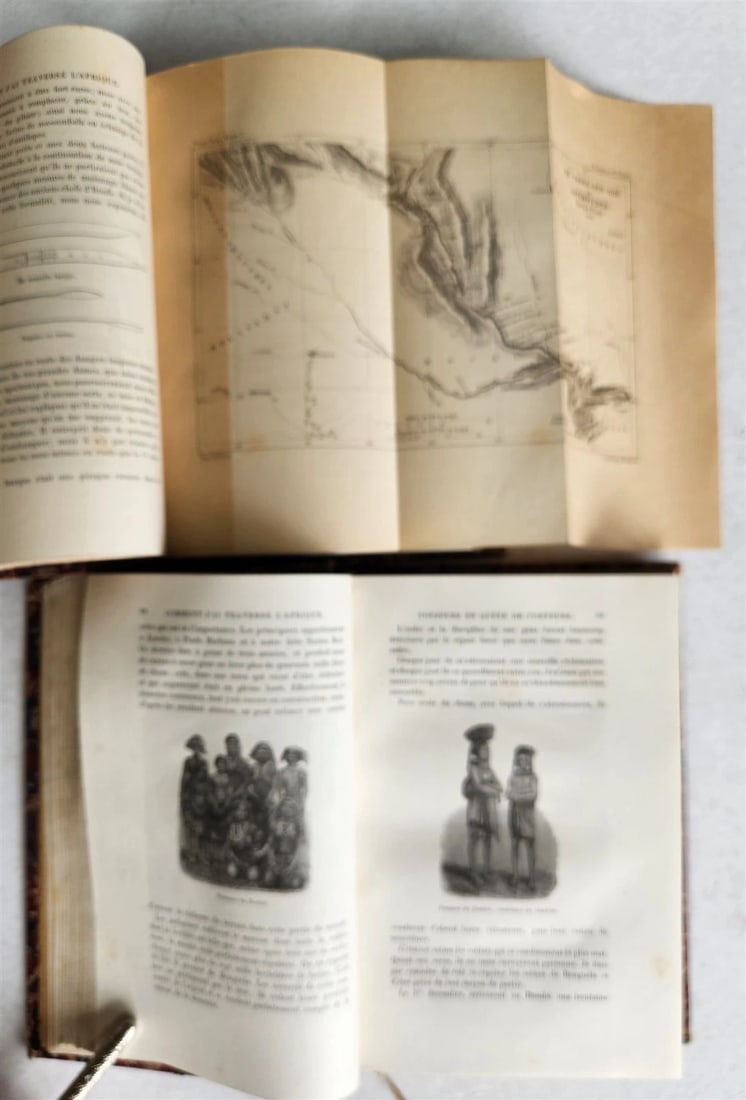 1881 AFRICA TRAVELS by SERPA PINTO 2 ILLUSTRATED VOLUMES in FRENCH antique - 8
