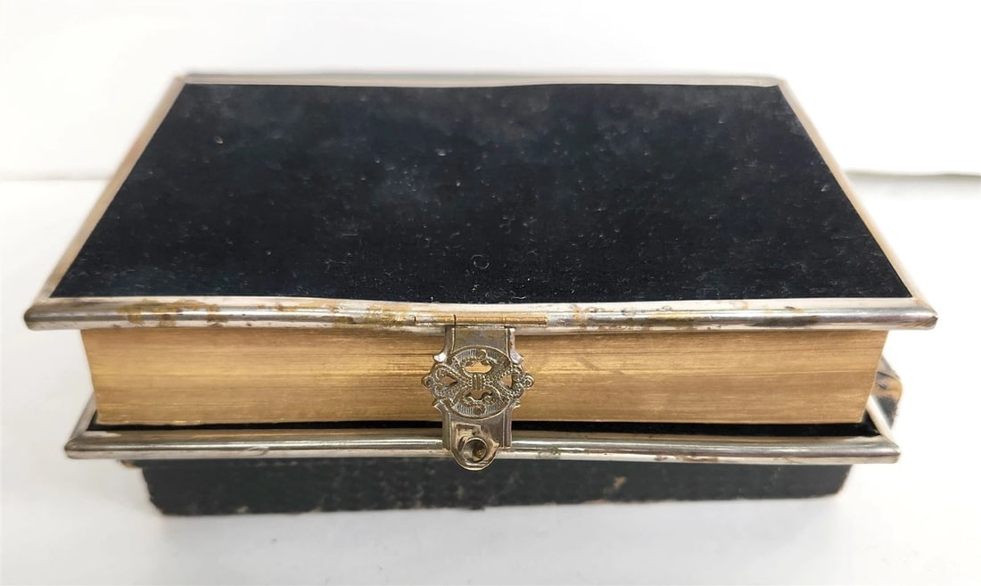 1902 HYMNAL in GERMAN antique DECORATIVE VELVET BINDING w/ METAL EDGES - 5