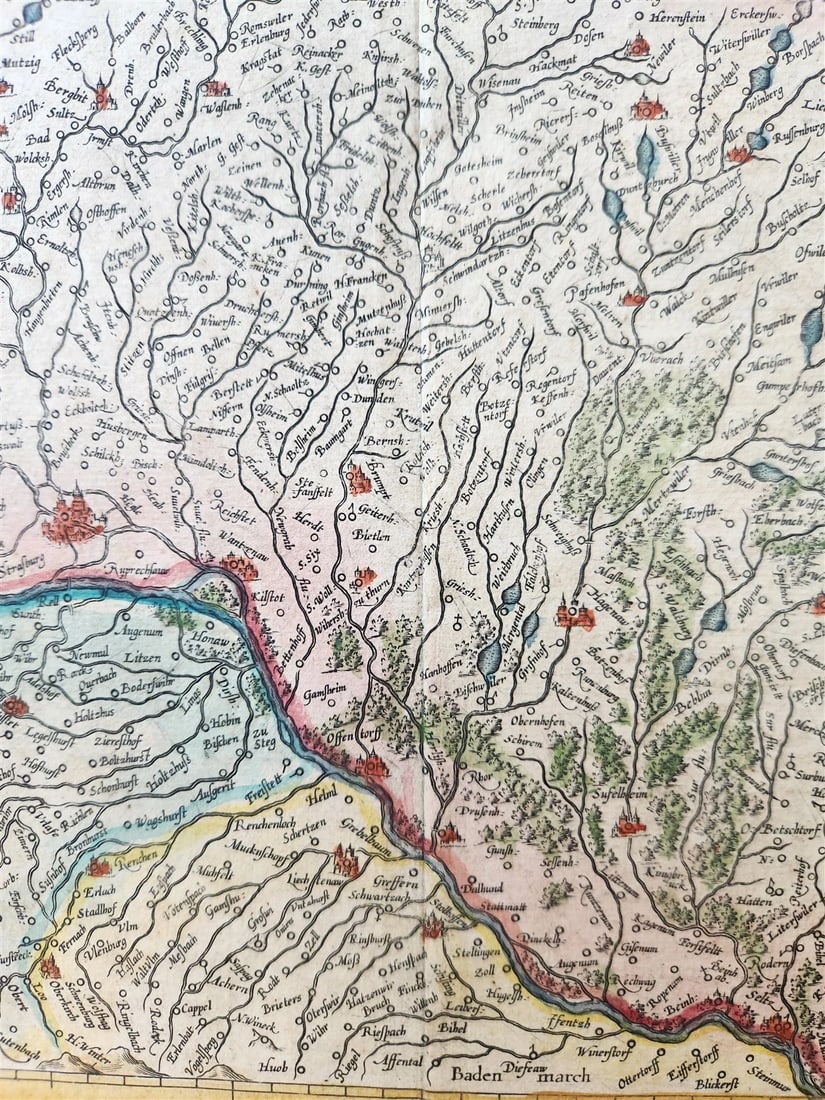 1630s ALSACE FRANCE antique MAP by GERARD MERCATOR L'ALSATIA INFERIOR - 4