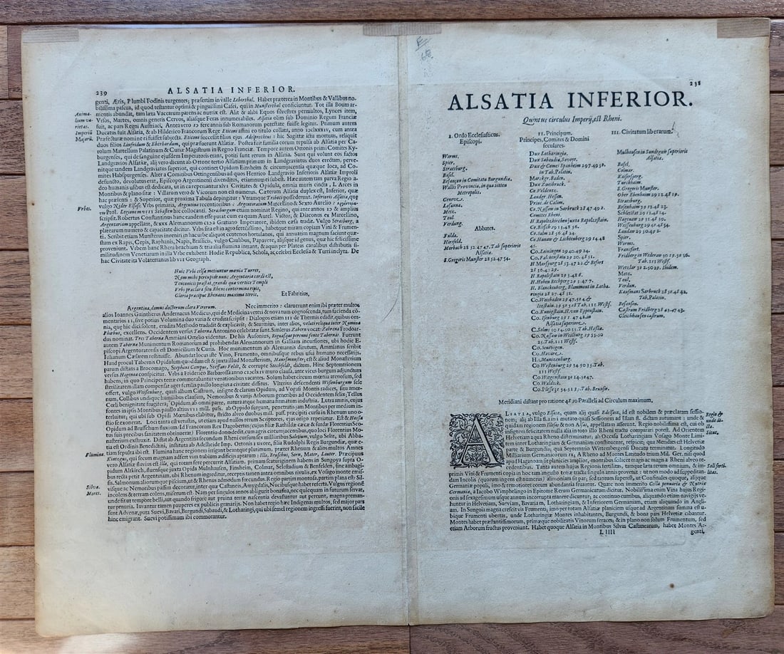 1630s ALSACE FRANCE antique MAP by GERARD MERCATOR L'ALSATIA INFERIOR - 6