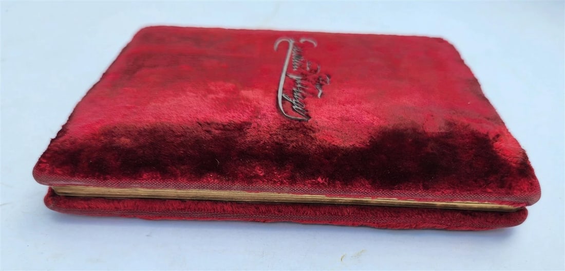 1880s DESERTED VILLAGE Goldsmith VELVET BINDING METAL TITLE antique ILLUSTRATED - 2