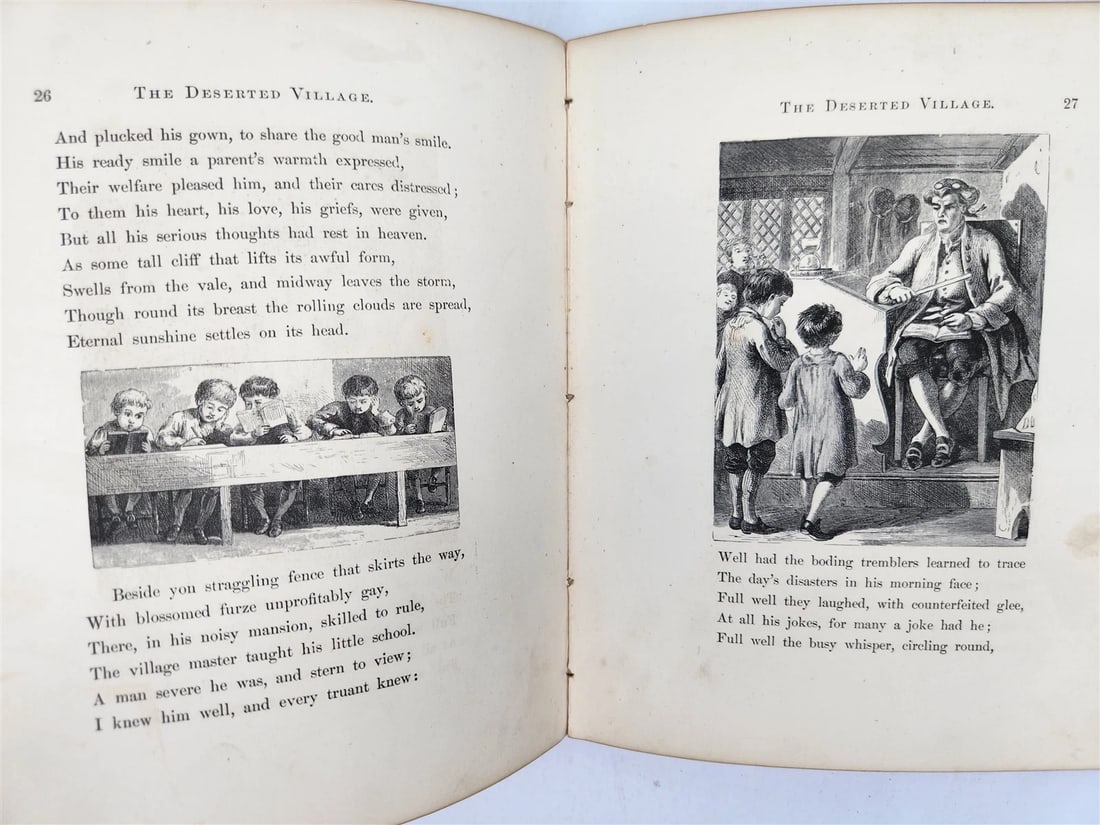 1880s DESERTED VILLAGE Goldsmith VELVET BINDING METAL TITLE antique ILLUSTRATED - 9