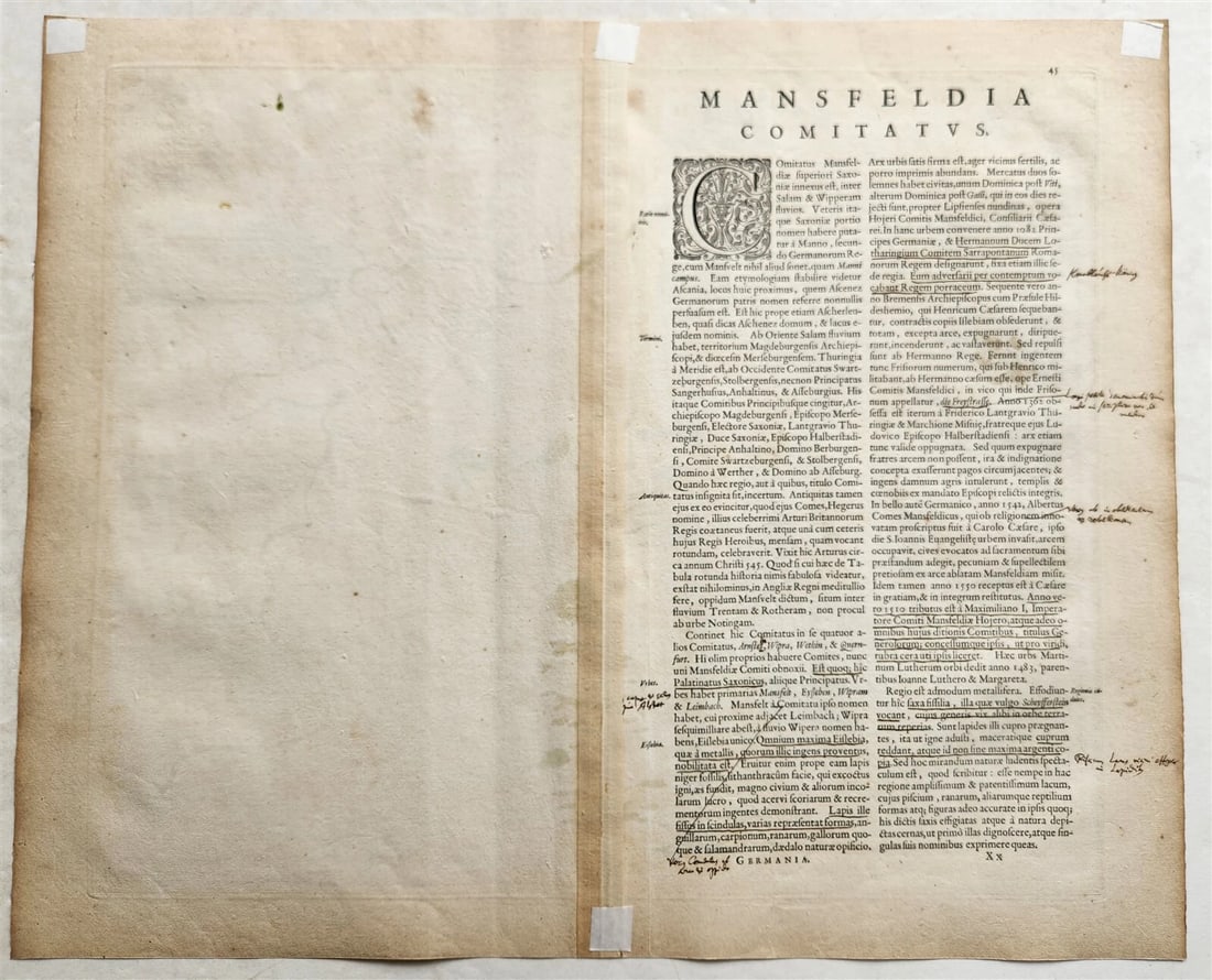 1640 MAP of GERMANY MANSFELD REGION WILLEM BLAEU antique AUTHENTIC hand colored - 3