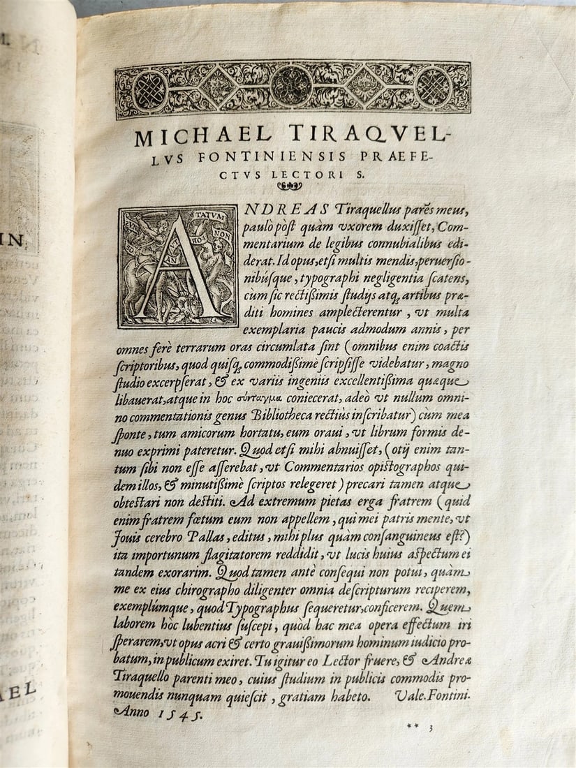 1569 WORK on LAWS of MARRIAGE by Andreas Tiraquellus antique 16th CENTURY FOLIO - 10