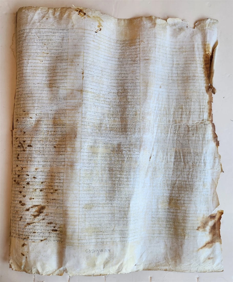 TORAH SCROLL FRAGMENT MANUSCRIPT on VELLUM antique BIBLE BOOK OF NUMBERS - 7