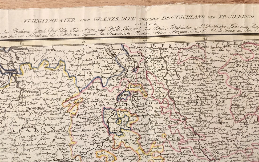 1793 FRENCH GERMAN WAR MILITARY MAP antique - 2