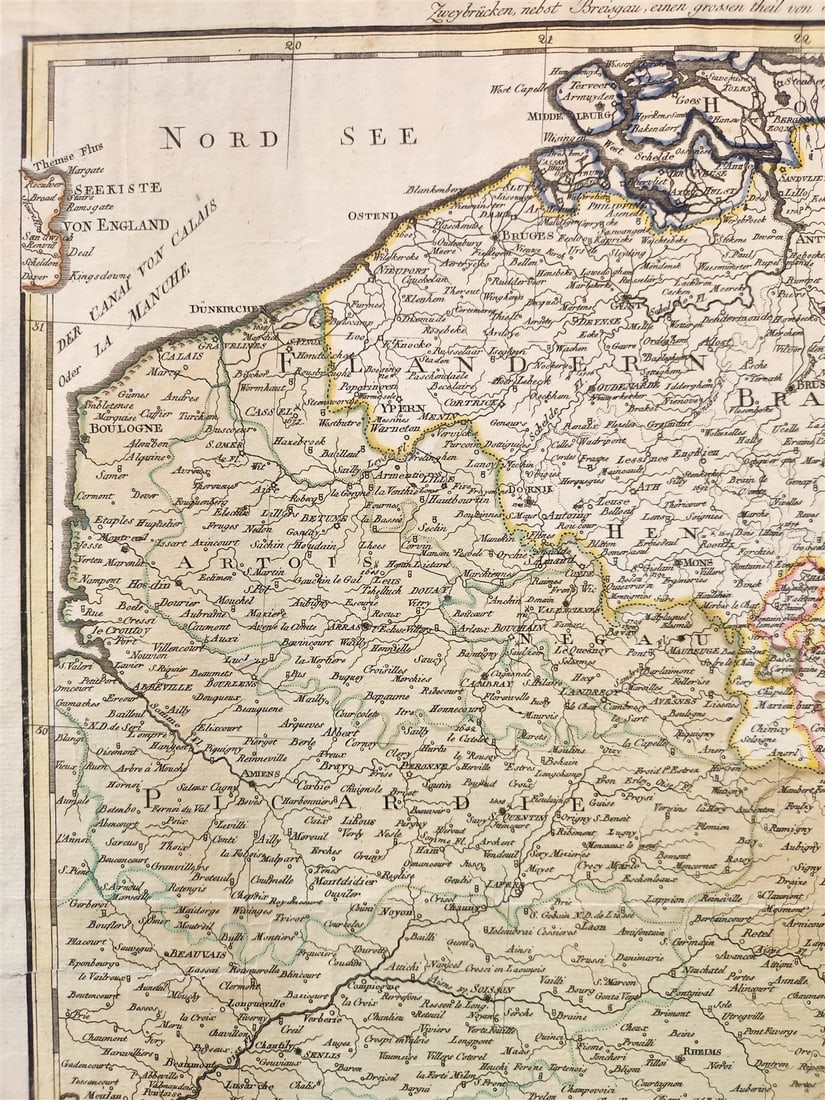 1793 FRENCH GERMAN WAR MILITARY MAP antique - 3