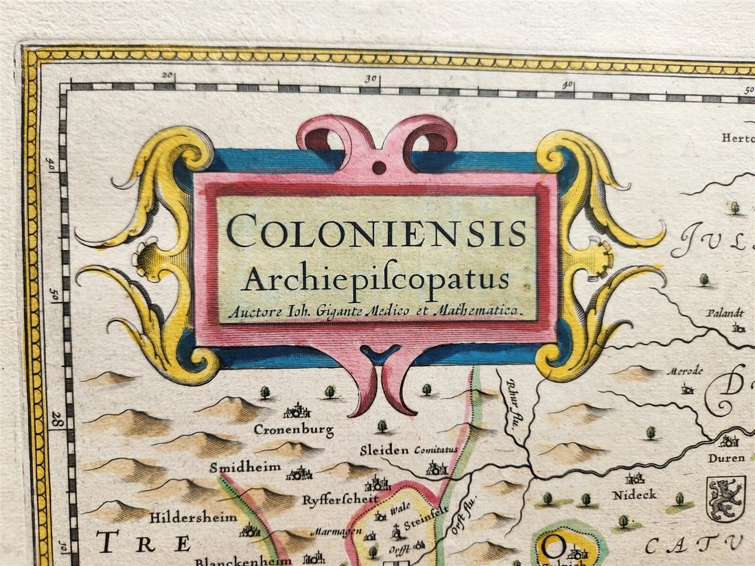 1640 MAP of GERMANY COLOGNE by WILLEM BLAEU antique AUTHENTIC hand colored - 2