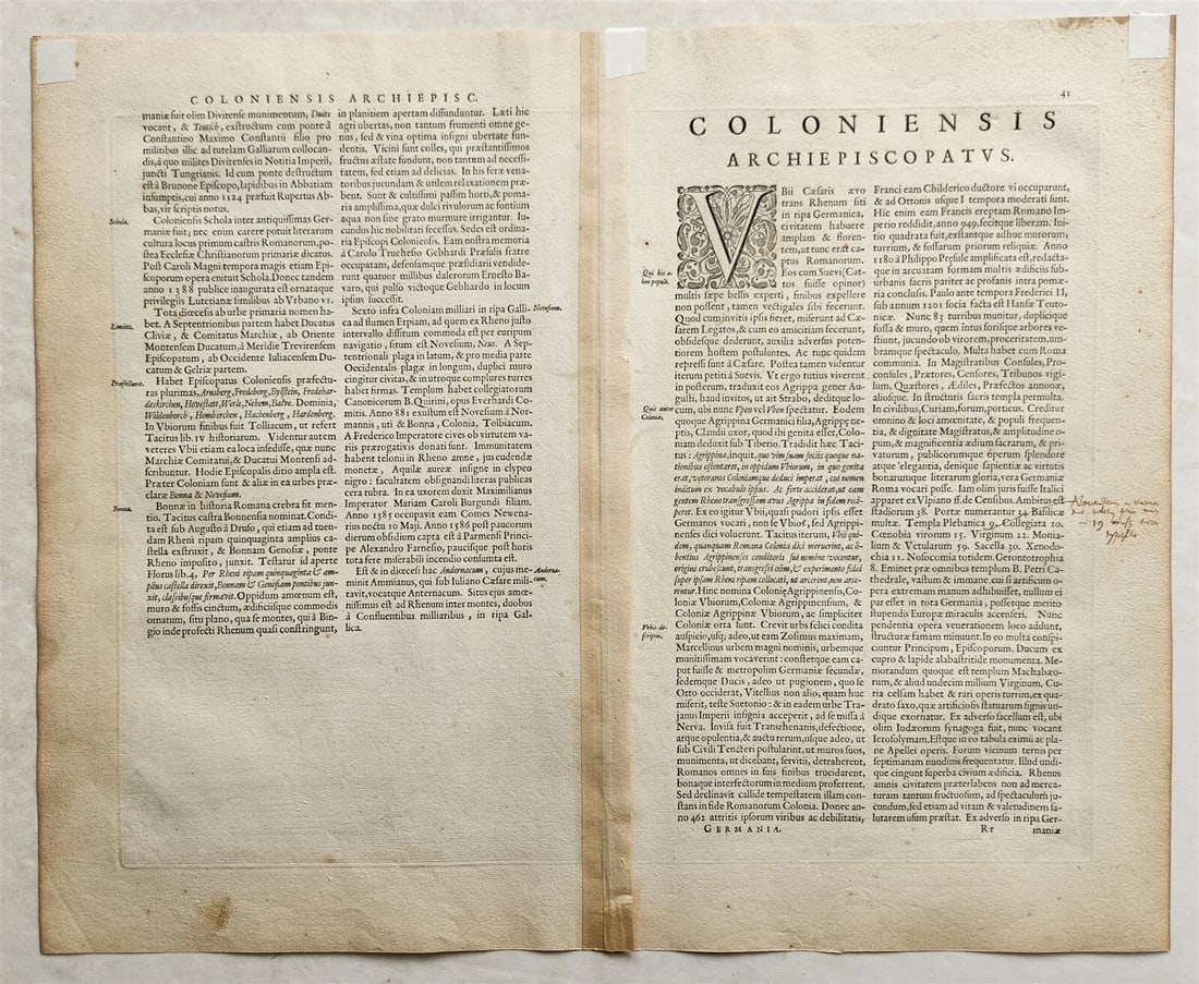 1640 MAP of GERMANY COLOGNE by WILLEM BLAEU antique AUTHENTIC hand colored - 3