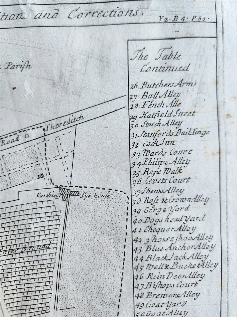1754 LONDON antique MAP of ST.GILES'S CRIPPLE GATE copper engraving - 2