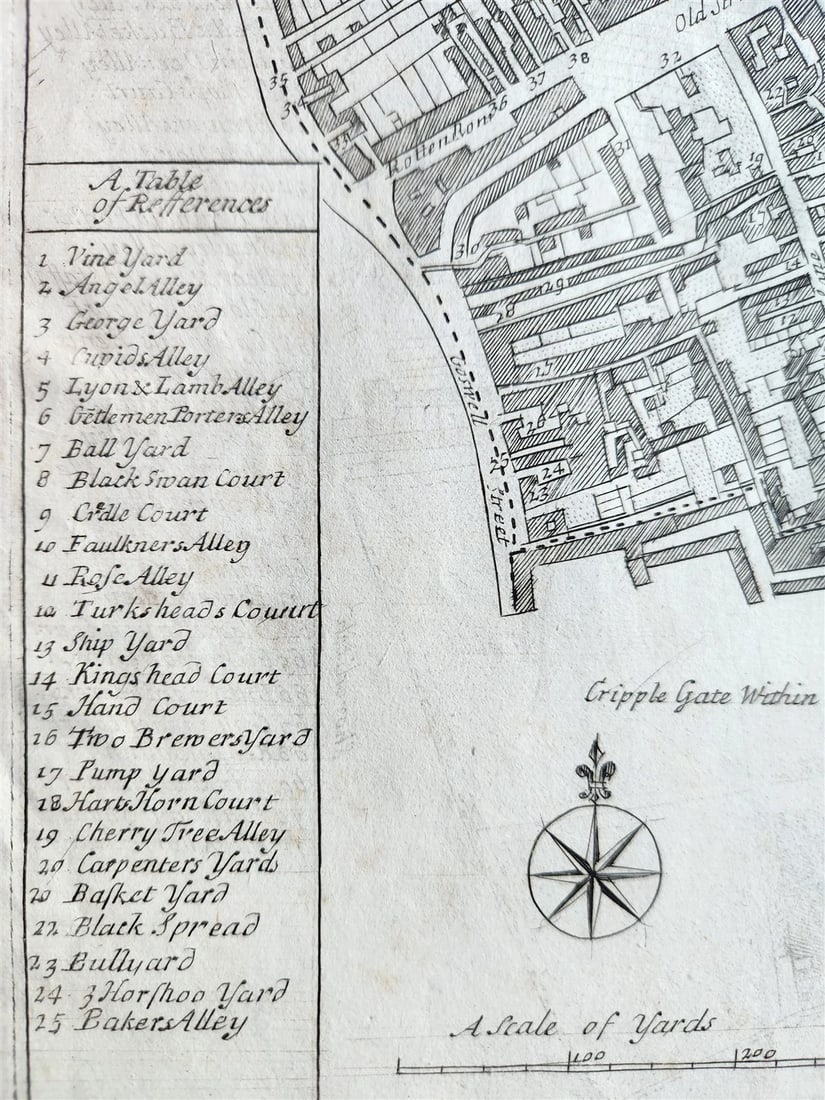 1754 LONDON antique MAP of ST.GILES'S CRIPPLE GATE copper engraving - 3